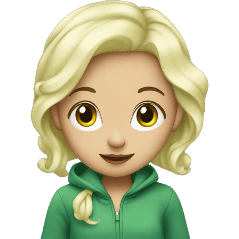 Blonde girl with green hair walking het baby  emoji