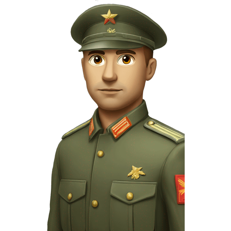 realistic ussr soldier serious with military takes emoji