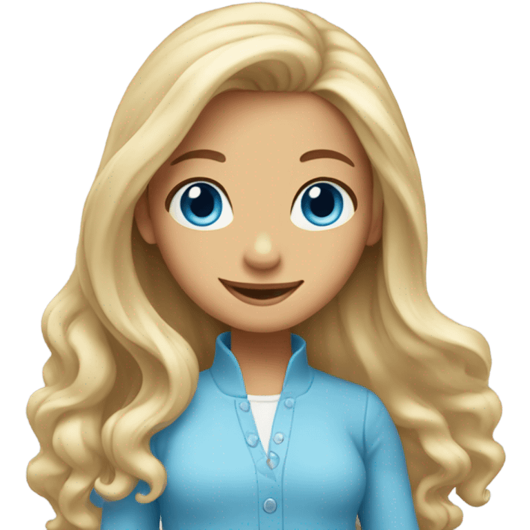 Blue eyed smiling girl with blonde hair emoji