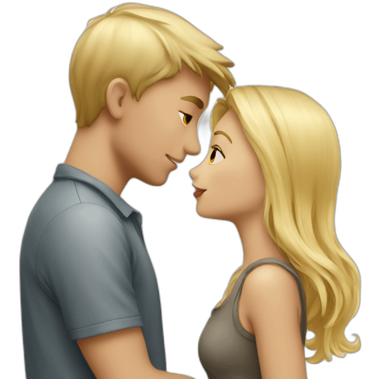 a blonde girl kissing blond europeen boy emoji