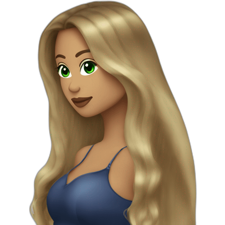 Romeo santos kiss-kiss girl green eyes and very long dark blond hair emoji