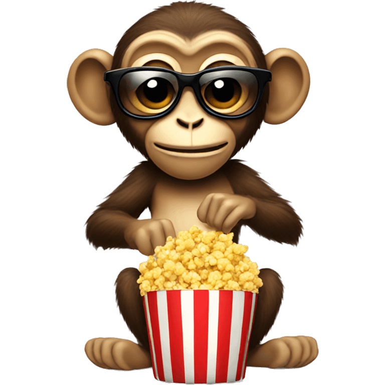 a monkey with sunglasses eating popcorn emoji