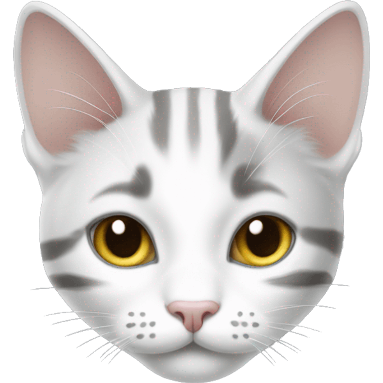 White cat with a gray tabby  emoji