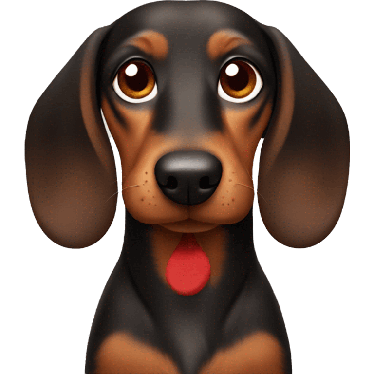 A brown dachshund with a red muzzle, paws and tail emoji