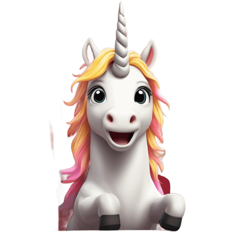 Unicorn driving fire truck crazy emoji