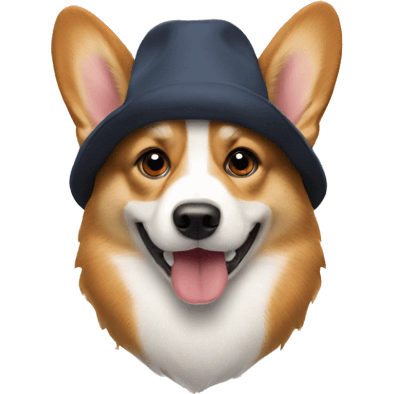 a corgi dog using red cap emoji