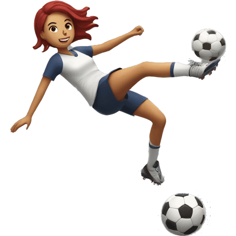 blod girl kicking a soccer ball in the air emoji