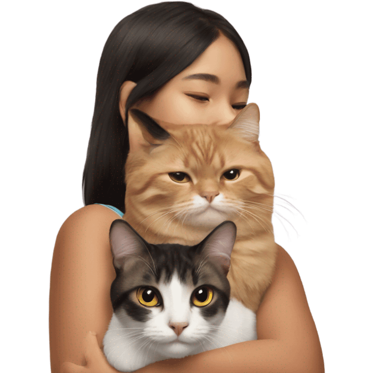 cat on a girls shoulder emoji