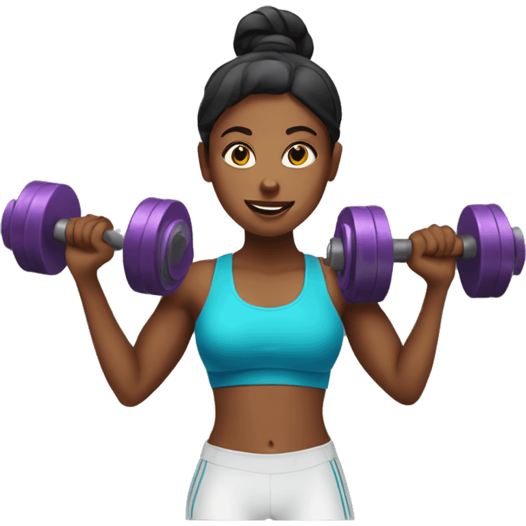 Girl with dumbbells at gym emoji