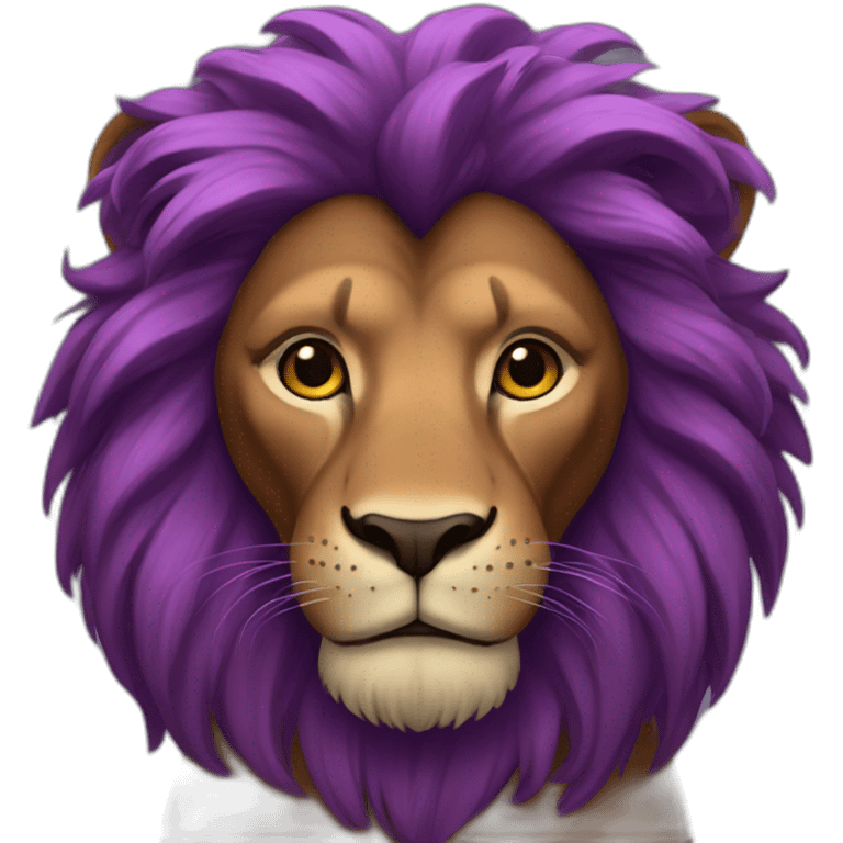 Brown skin humanoid lion with purple hair emoji