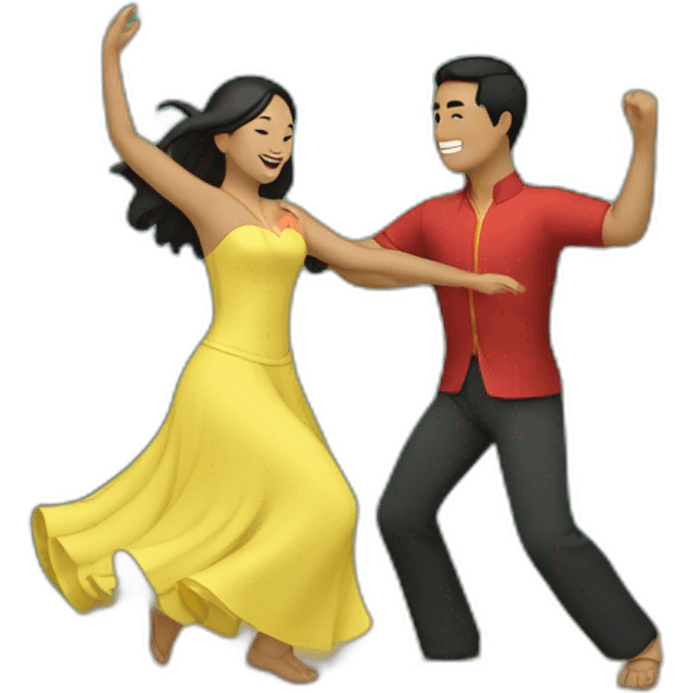 Filipino couple dancing in a forest emoji