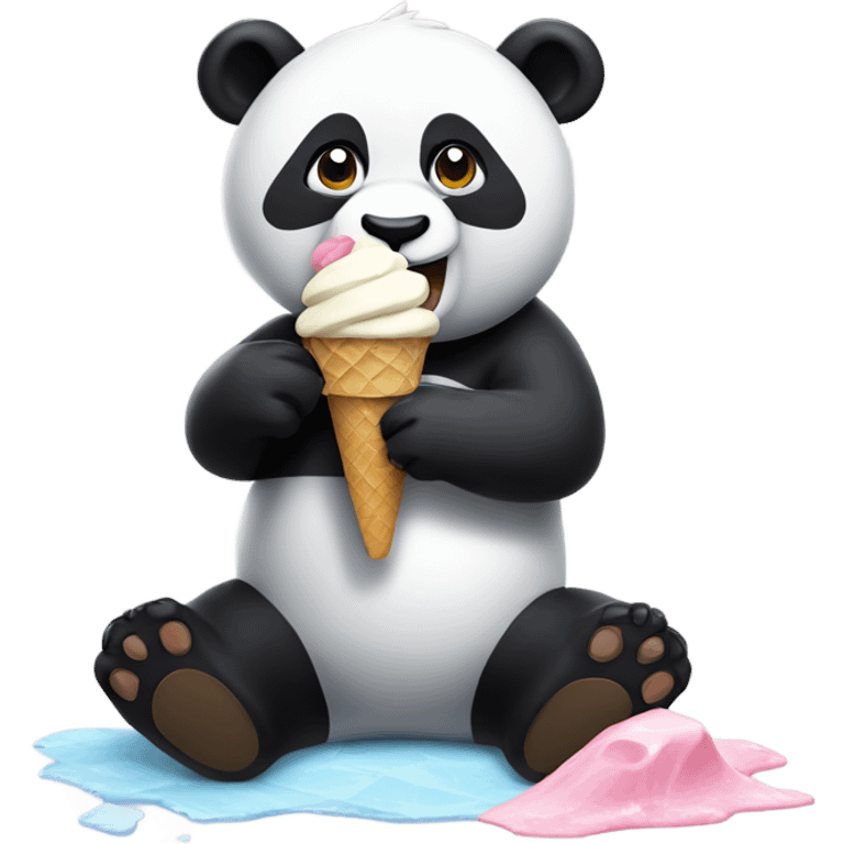 Panda eating ice cream emoji