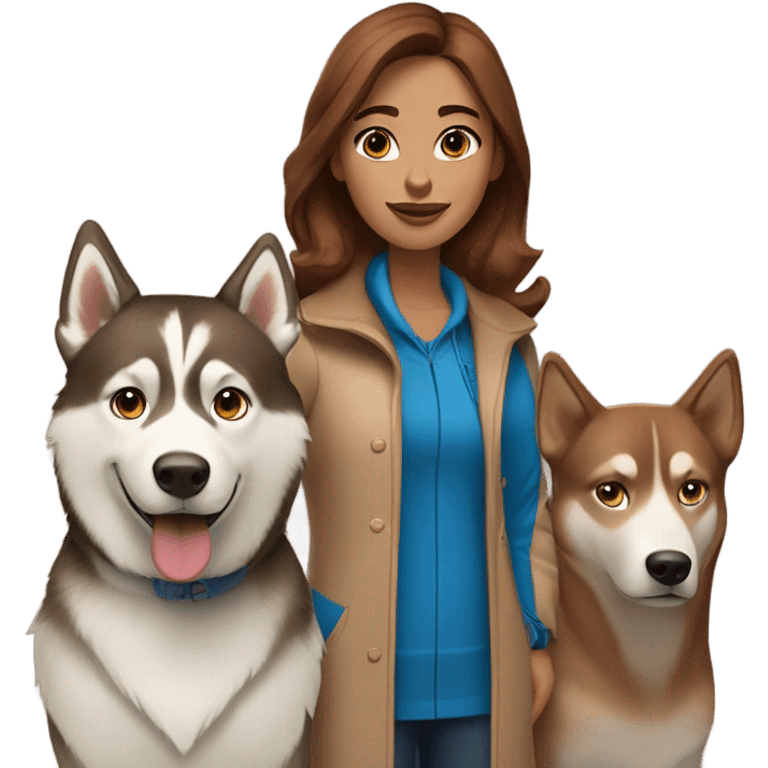 Woman brown hair blue eyes with Husky Copper beige  emoji