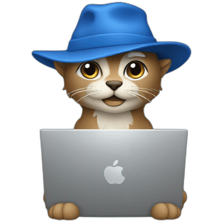 Merlin with a laptop and blue hat emoji