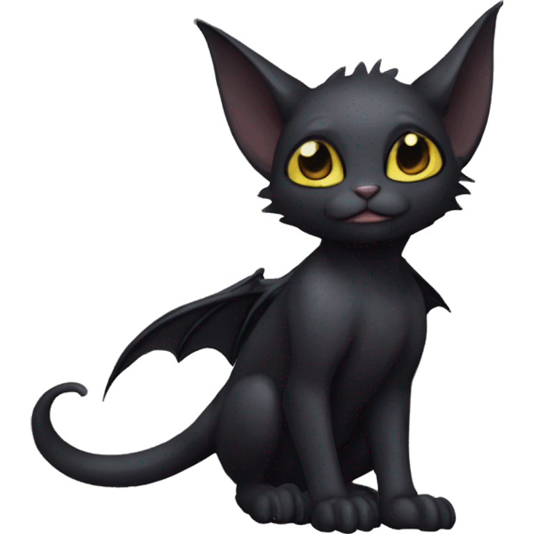 anthro black bat-cat-Fakémon-hybrid full body emoji