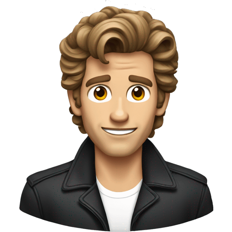 Jeff conaway grease with brown hair curled in middle of forehead  emoji