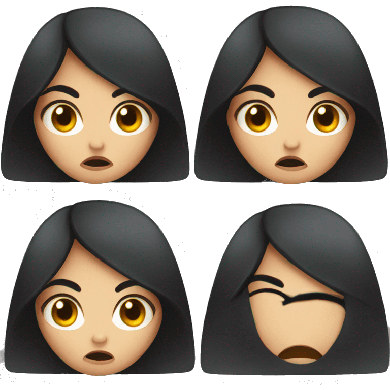 Angry girl with black hair emoji