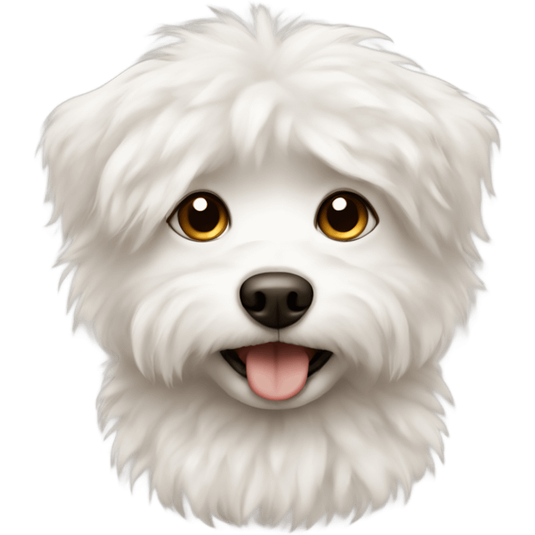 Small white fluffy Dog with brown spots  emoji