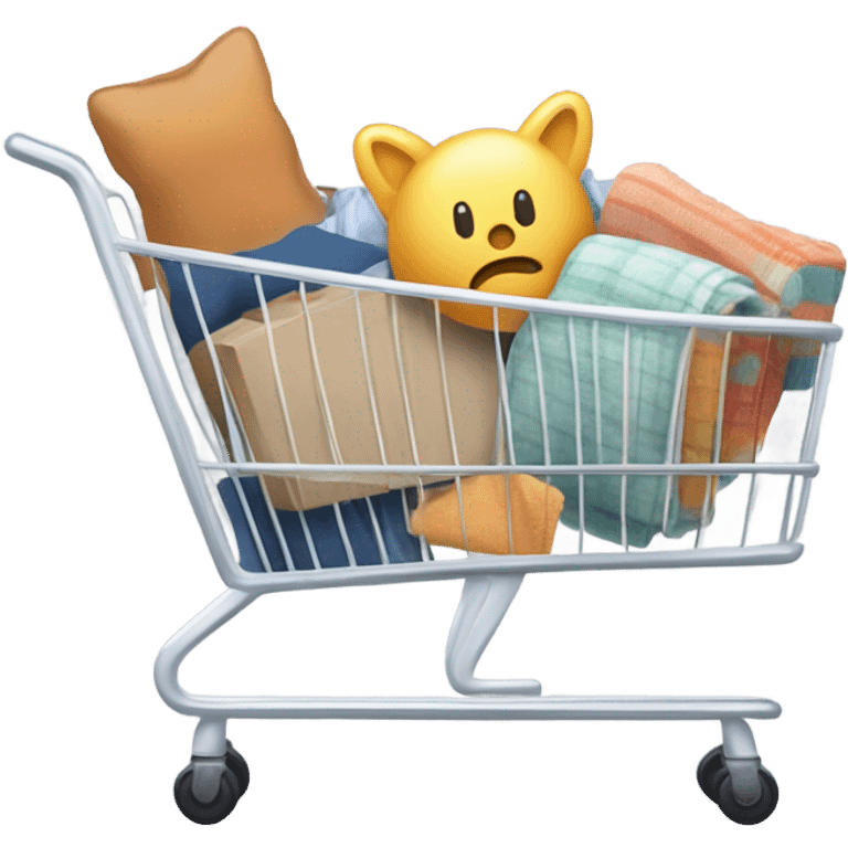 Scandinavian style shopping cart with various items emoji