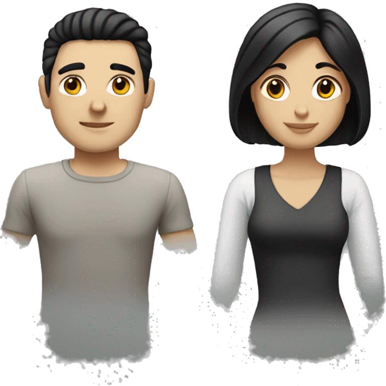 White couple with black hair emoji