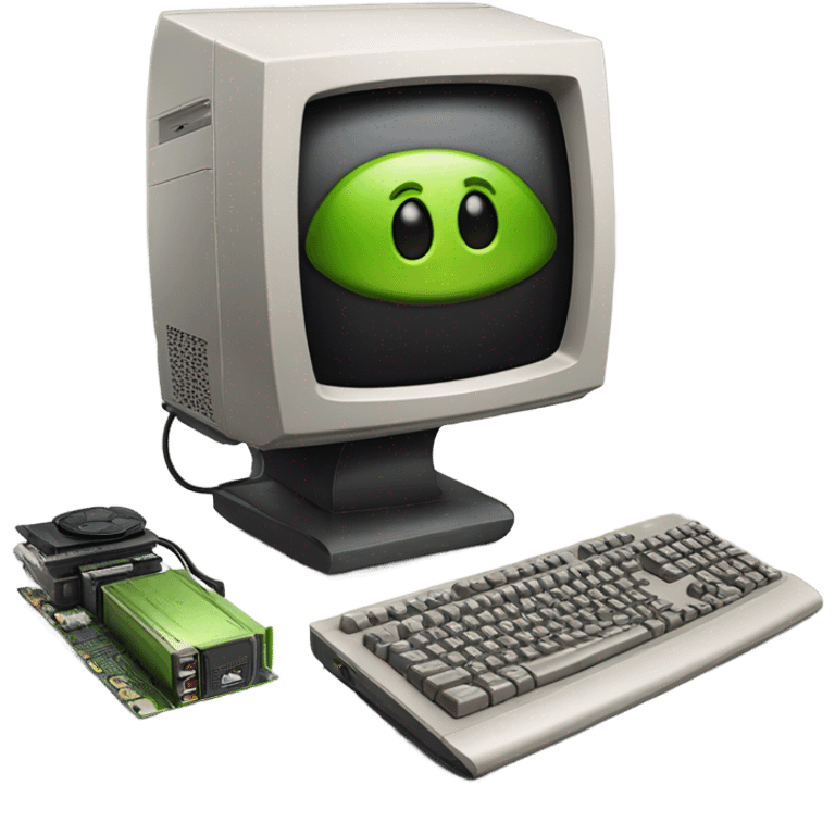 An old apple 2 computer upgraded haphazardly with a new Nvidia 4080  emoji