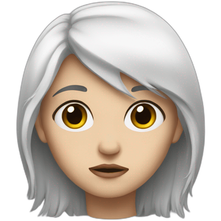 sad girl white hair emoji