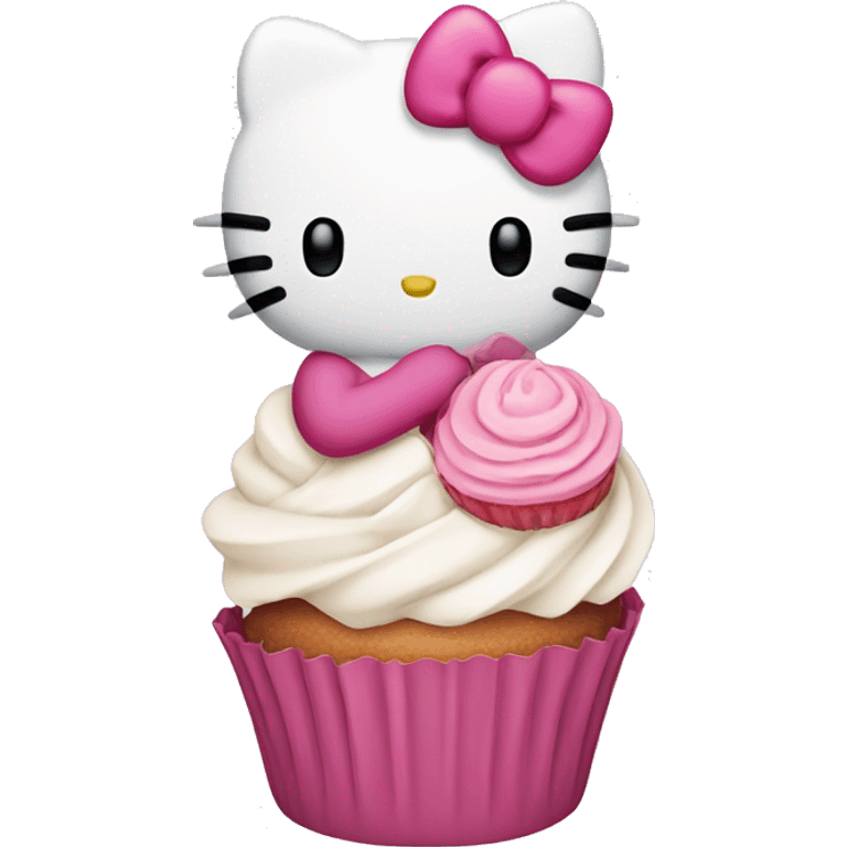 hello kitty holding a cupcake emoji