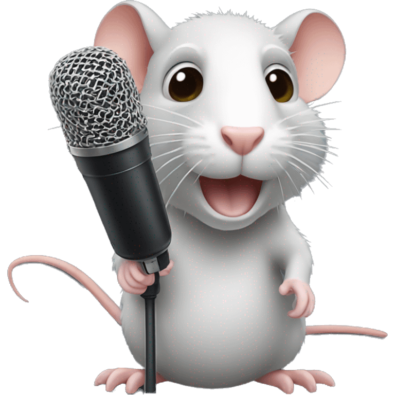 Rat with huge microphone emoji