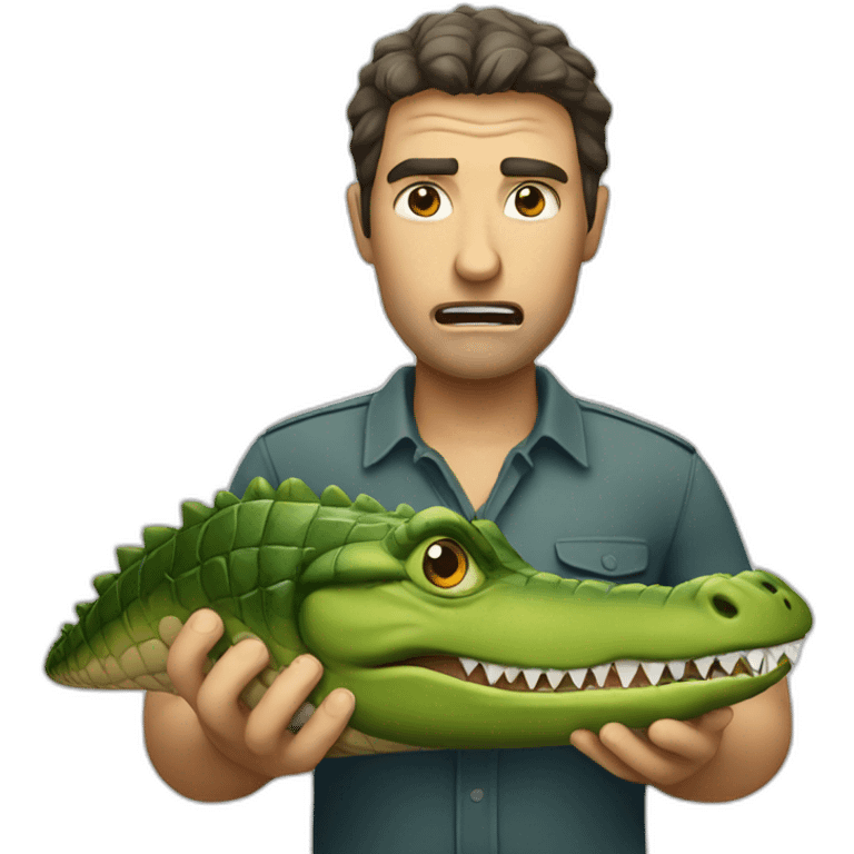 an angry man who is eating a crocodile emoji