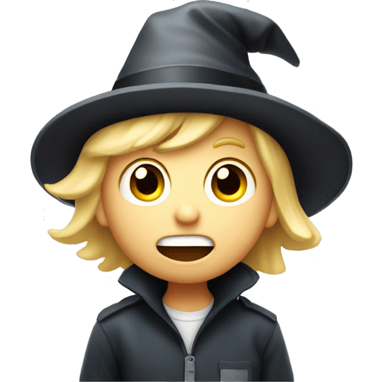 blond boy with hat scared Flashlight in hand spooky halloween emoji