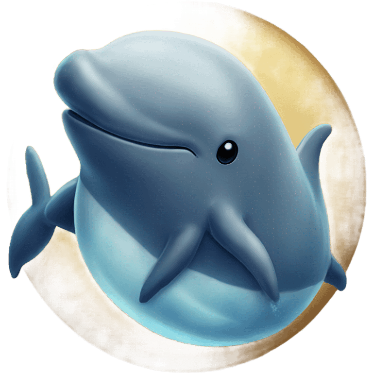 A velvet painting of a whale and a dolphin snuggling  emoji