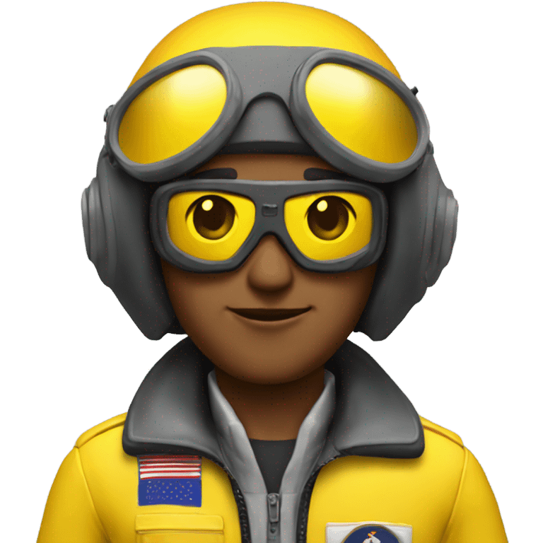 Jet Pilot with yellow suit and helmet with black goggles emoji