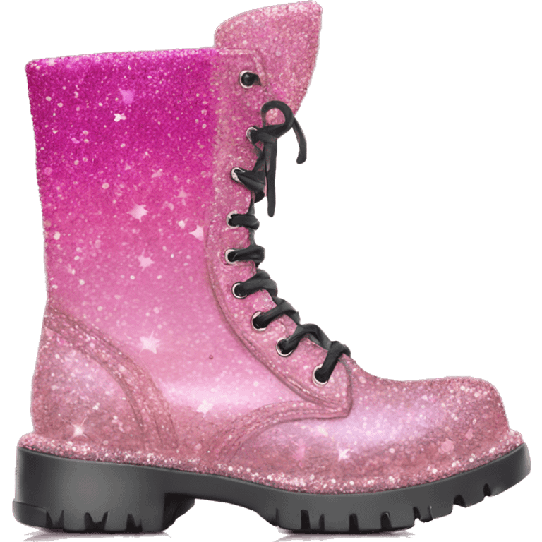 Pink ombre military boots with glitter  emoji