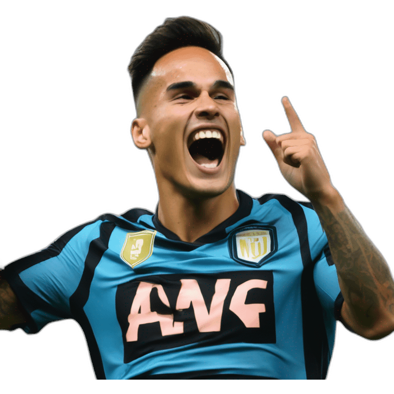 Lautaro Martinez celebrating a goal emoji