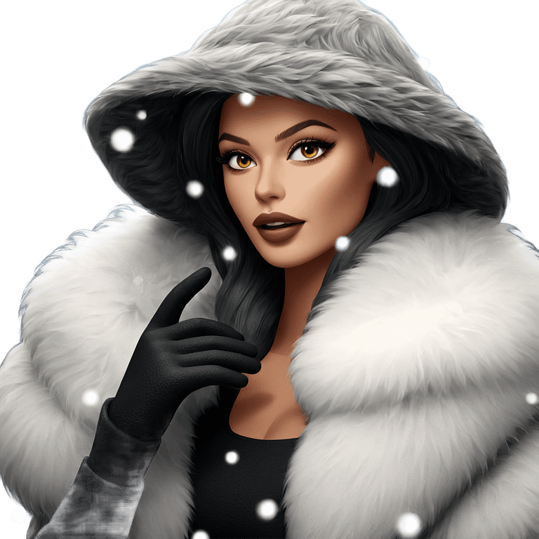 winter beauty in fur coat emoji