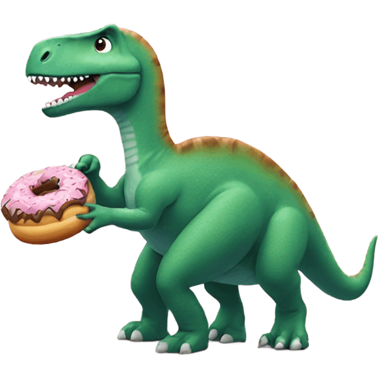 A dinosaur eating donuts  emoji