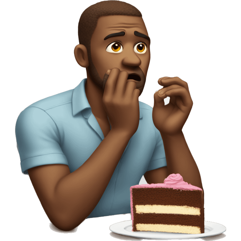 sad nervous eating cake emoji