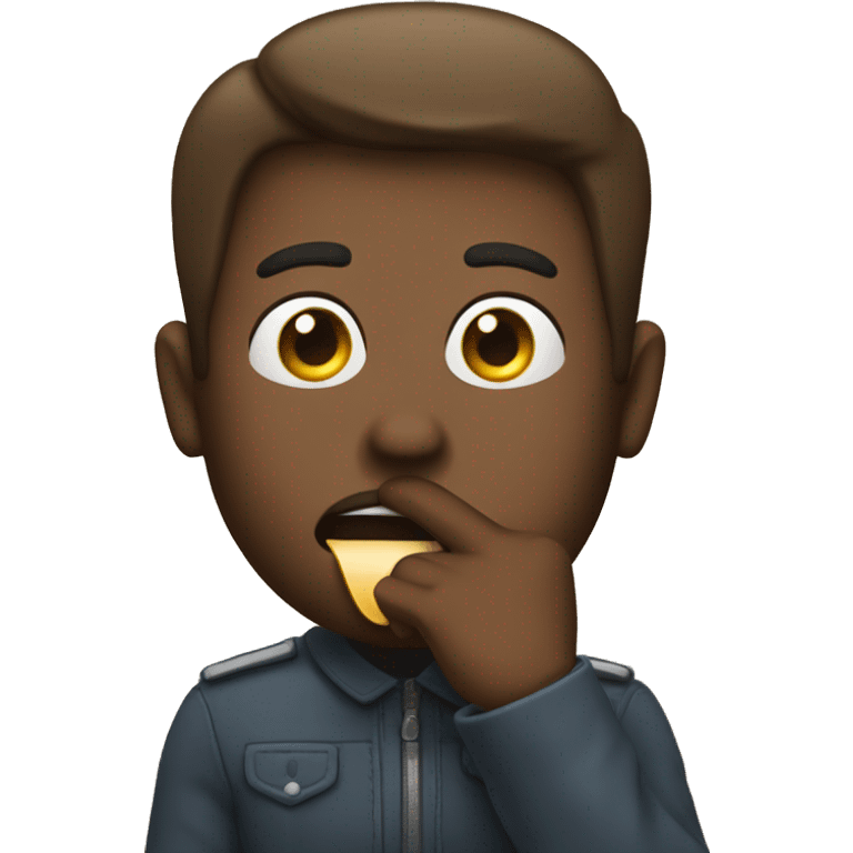 guy telling you to be quiet with finger in front of his mouth as a sign to be quiet emoji