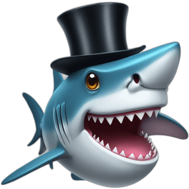 Shark with a top hat emoji