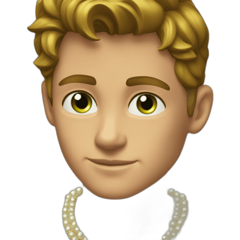 Posh-muscle-boy-brown-hair-green-eyes-pearl-necklace-in-golden-bathtub emoji