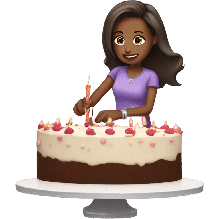 Birthday girl cutting a cake emoji