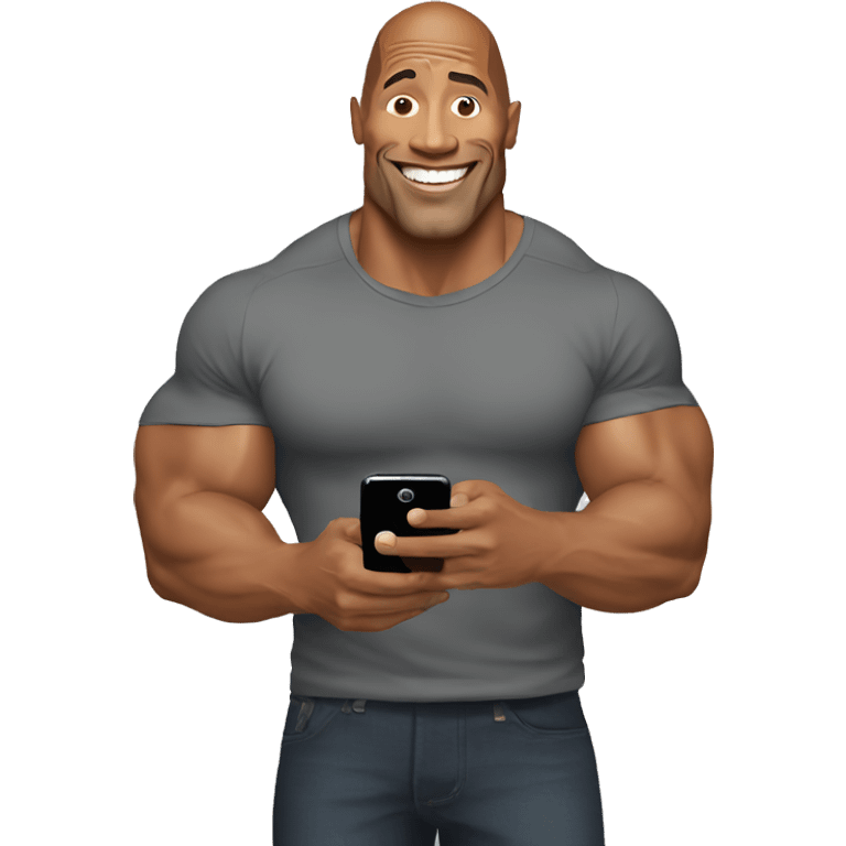 dwayne johnson with a mobile phone emoji