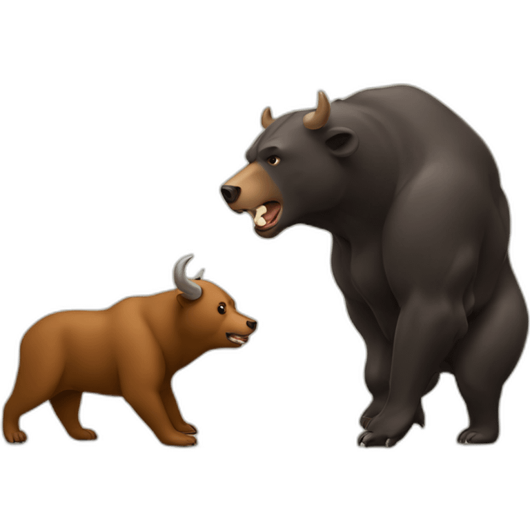 Bear and a bull fighting emoji