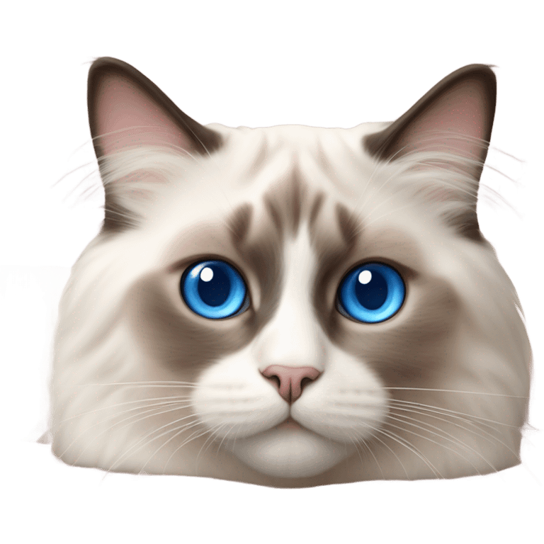 Realistic ragdoll cat with blue eyes laying on pink pillow emoji