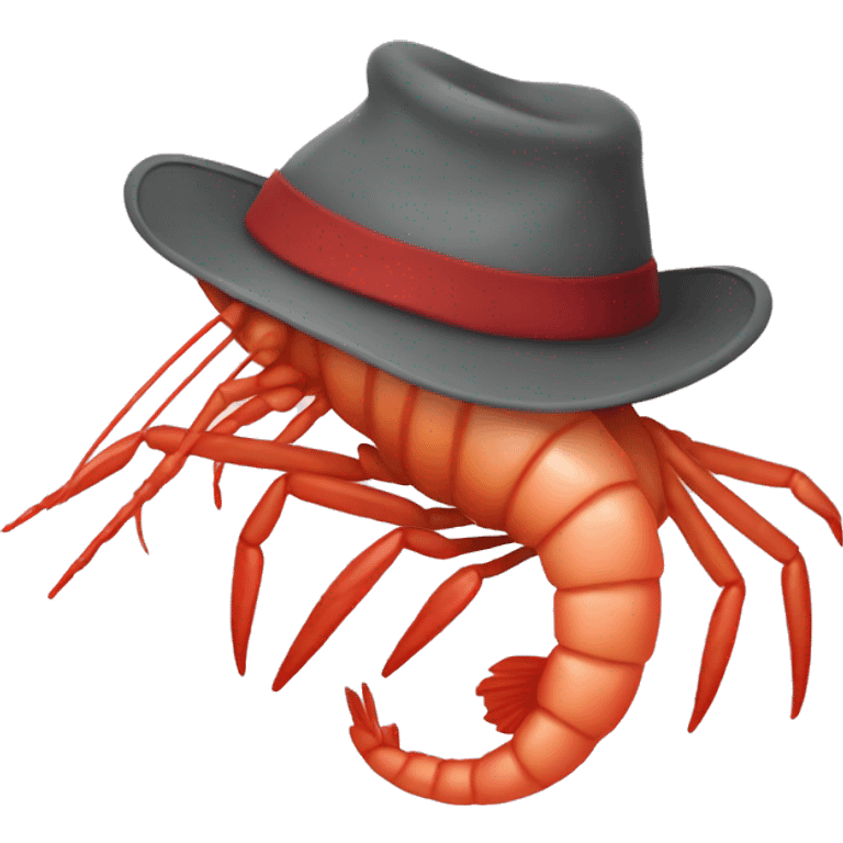 a shrimp in a hat emoji