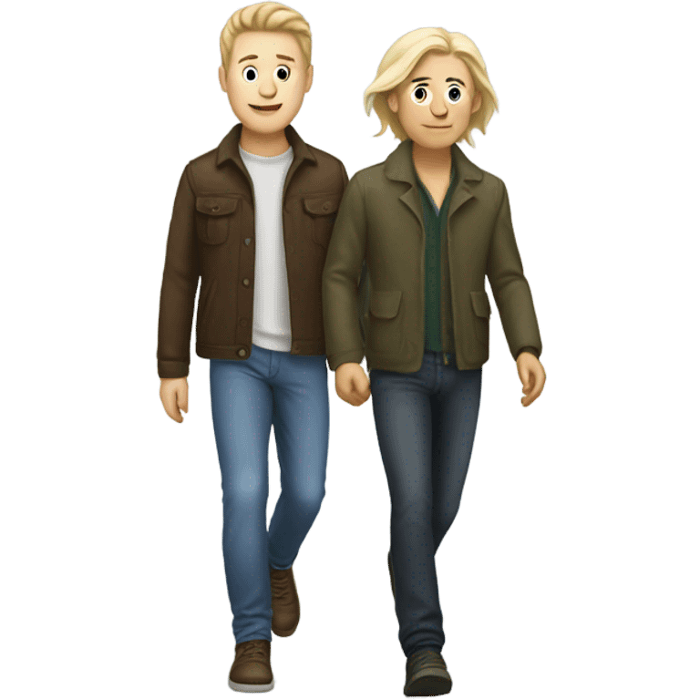 white skin man walking with his friend  emoji