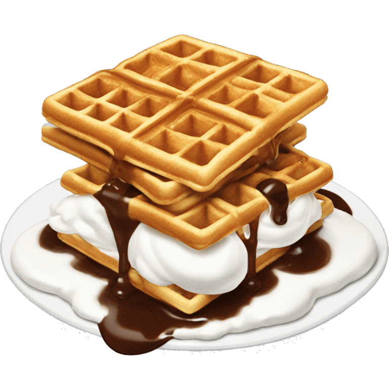 Waffles with whip cream and syrup emoji