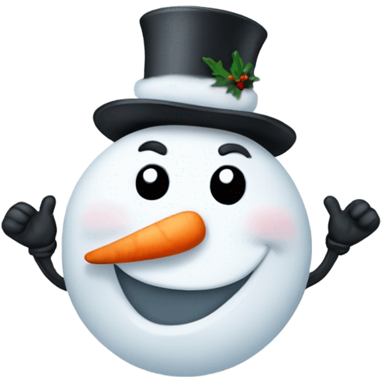 Snowman winking thumbs up emoji