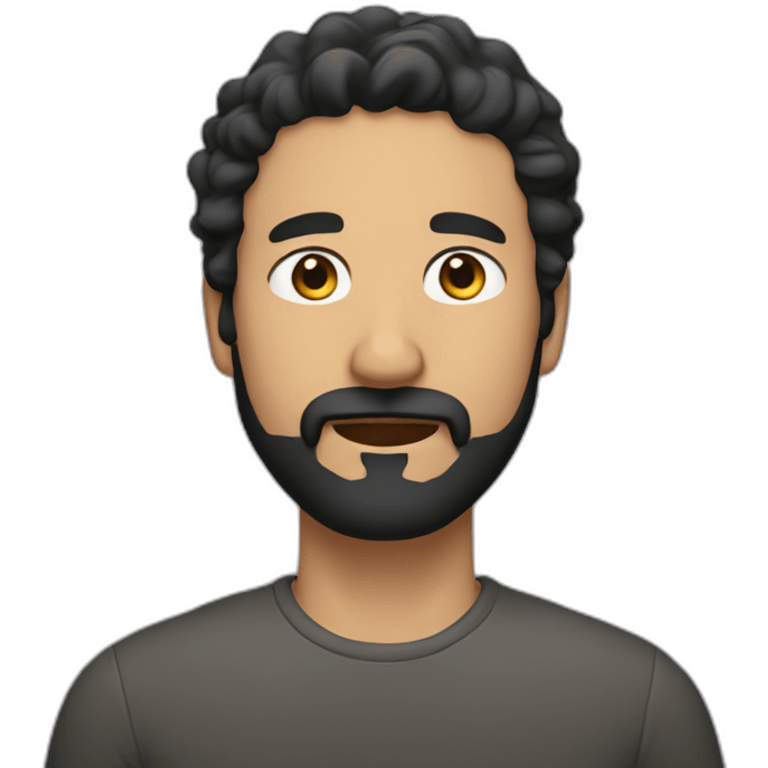 Man, eyes closed, black beard, short wavy hair emoji