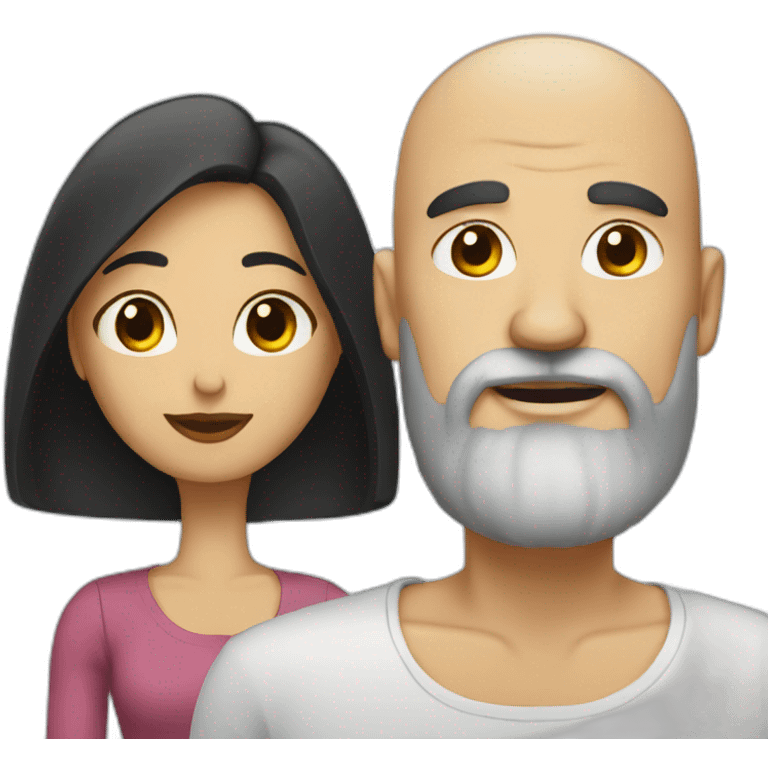 bald man with beard and a thin woman with long black hair emoji